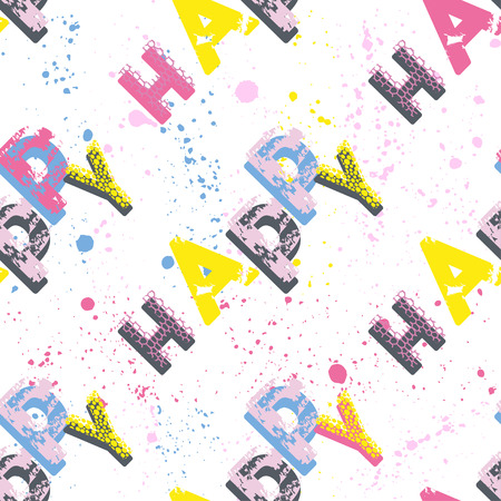 Abstract seamless vector pattern for girls, boys, clothes. Creative background with dots, geometric figures Funny wallpaper for textile and fabric. Fashion style. Colorful brightの写真素材