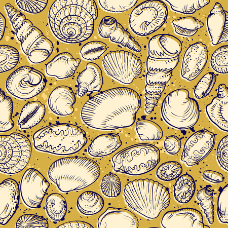 Seamless retro graphic Shell patternのイラスト素材