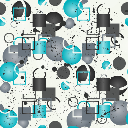 Abstract seamless vector pattern for girls, boys, clothes. Creative background with dots, geometric figures Funny wallpaper for textile and fabric. Fashion style. Colorful bright.のイラスト素材