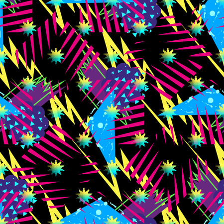 Abstract seamless vector pattern for girls, boys, clothes. Creative background with dots, geometric figures Funny wallpaper for textile and fabric. Fashion style. Colorful bright.のイラスト素材