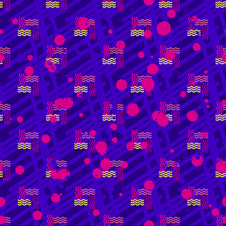 Abstract seamless vector pattern for girls, boys, clothes. Creative background with dots, geometric figures Funny wallpaper for textile and fabric. Fashion style. Colorful brightのイラスト素材