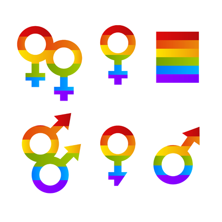 Vector sing bright Pride lgbt. rainbow color male and female symbolのイラスト素材