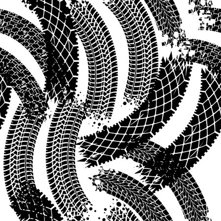 Abstract seamless vector pattern for girls, boys, clothes. Creative background with traces of tires Funny wallpaper for textile and fabric. Fashion style. Colorful bright.のイラスト素材