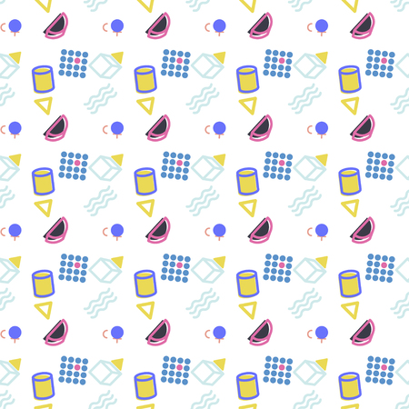 Abstract seamless vector pattern for girls, boys, clothes. Creative background with dots, geometric figures Funny wallpaper for textile and fabric. Fashion style. Colorful bright.のイラスト素材