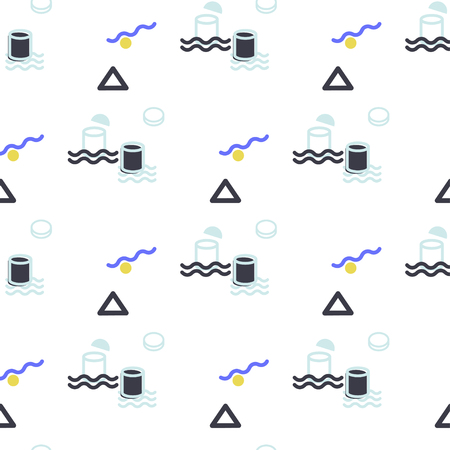 Abstract seamless vector pattern for girls, boys, clothes. Creative background with dots, geometric figures Funny wallpaper for textile and fabric. Fashion style. Colorful bright.のイラスト素材