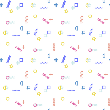 Abstract seamless vector pattern for girls, boys, clothes. Creative background with dots, geometric figures Funny wallpaper for textile and fabric. Fashion style. Colorful bright.のイラスト素材