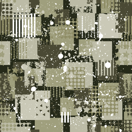 Abstract camouflage seamless pattern texture military repeats army green hunting clothes. Wallpaper for textile and fabric. Fashion style.のイラスト素材