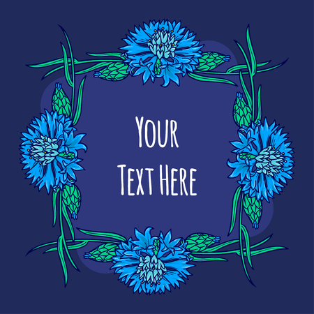 Hand drawn frame for text with flowers and herbs vintage floral border designs.のイラスト素材