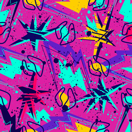 Abstract seamless vector pattern for girls, boys, clothes. Creative background with triangle, geometric figures Funny wallpaper for textile and fabric. Fashion style. Colorful bright.のイラスト素材