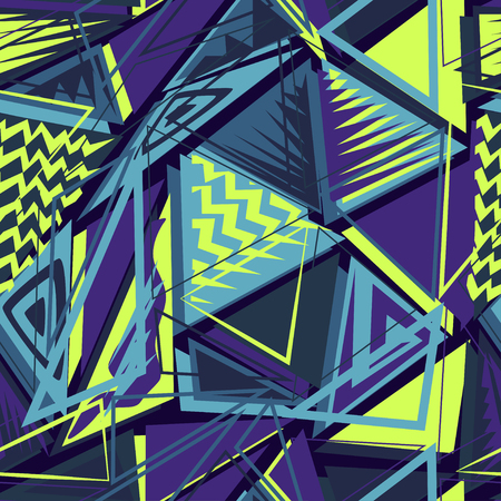 Abstract seamless vector pattern for girls, boys, clothes. Creative background with dots, geometric figures triangle. Funny wallpaper for textile and fabric. Fashion style. Colorful brightのイラスト素材