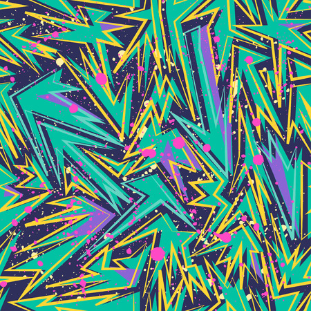 Abstract seamless vector pattern for girls, boys, clothes. Creative background with dots, geometric figures Funny wallpaper for textile and fabric. Fashion style. Colorful bright.のイラスト素材