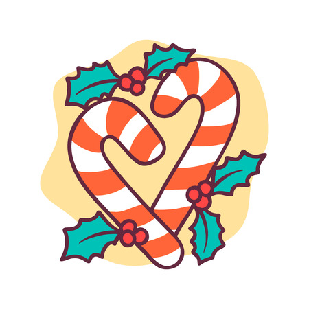 Christmas and New Year candy emblem. Vector icon design. Usable for banners, greeting cards gifts etc.のイラスト素材
