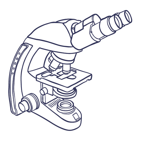Microscope icon. Hand drawn contour line illustration of microscope vector icon for web design. Isoleted on white background.のイラスト素材