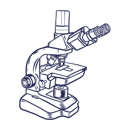 Microscope icon. Hand drawn contour line illustration of microscope vector icon for web design....