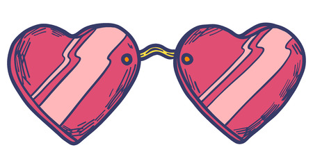 Hand drawn summer illustration sketch style Sunglasses icon. Simple Doodle vector icon for web design isolated on white background. Fashion vintage elementのイラスト素材