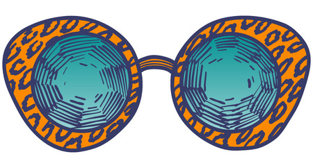 Hand drawn summer illustration sketch style Sunglasses icon Simple Doodle vector icon for web design isolated on white background. Fashion vintage element.のイラスト素材