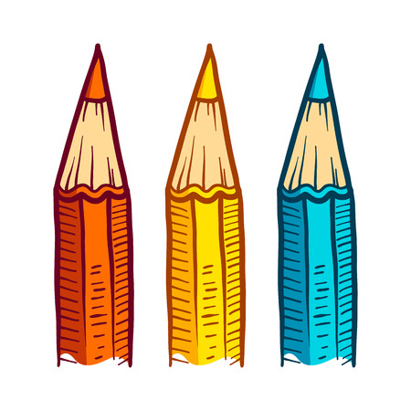Hand drawn Pencil icon. Cartoon illustration of doodle pencil vector icon for web isolated on white backgroundのイラスト素材