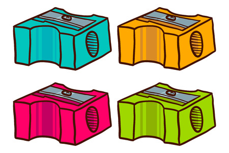 Hand Drawn Sharpener icon set. Doodle set of sharpener vector icons for web design isolated on white backgroundのイラスト素材