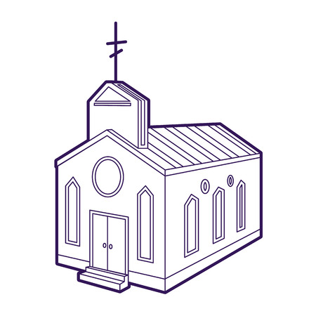 Church icon. Hand drawn line illustration of christian church icon for web designのイラスト素材