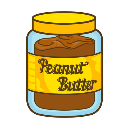 Peanut butter jar vector icon. Cartoon illustration of peanut icon for web design. Nuts emblems and labels isoleted on white backgraundのイラスト素材