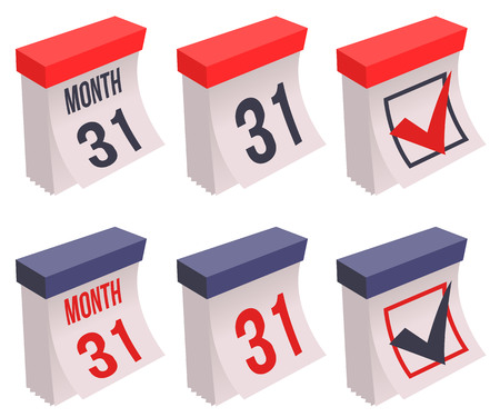 Calendar icon set. Cartoon set of calendar icons for your web design isolated on white backgroundのイラスト素材