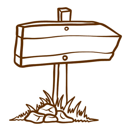 Doodle Wood signboard icon. Hand drawn Cartoon of wood signboard vector icon for web design isolated on white background.のイラスト素材