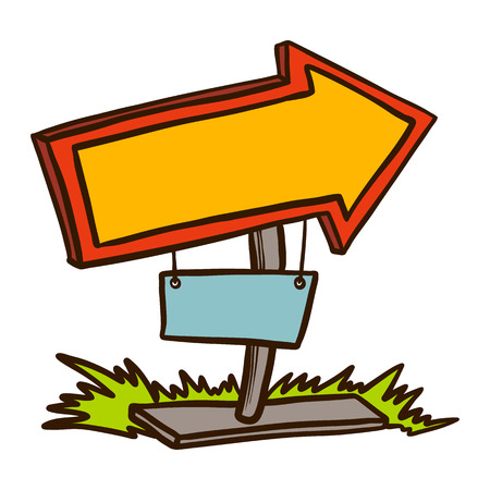 Doodle Wood signboard icon. Hand drawn Cartoon of wood signboard vector icon for web design isolated on white background.のイラスト素材