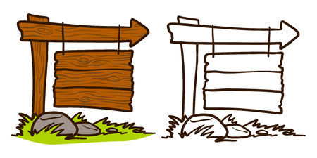 Doodle Wood signboard icon. Hand drawn Cartoon of wood signboard vector icon for web design isolated on white background.のイラスト素材