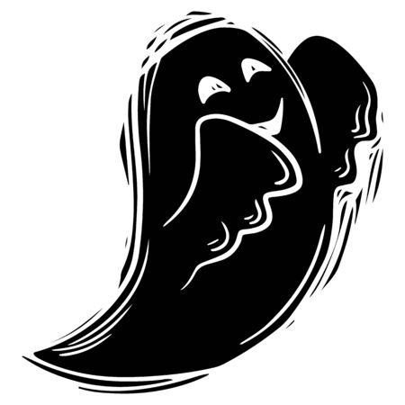 Creepy ghost hand drawn black silhouette illustrationのイラスト素材
