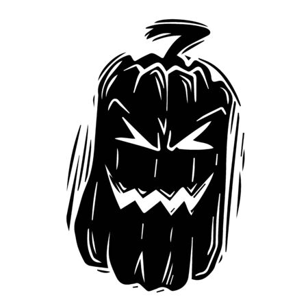 Smiling jack lantern hand drawn silhouette illustrationのイラスト素材