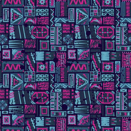 Abstract seamless pattern for girls, boys, clothes. Creative background with dots, geometric figures...
