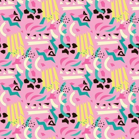 Abstract seamless vector pattern for girls, boys, clothes. Creative background with dots, geometric figures Funny wallpaper for textile and fabric. Fashion style. Colorful brightのイラスト素材