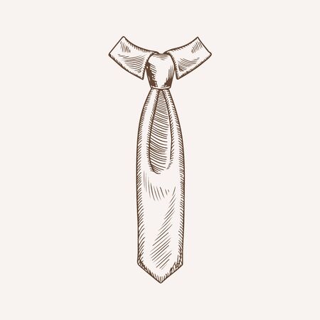 Classic tie with collar hand drawn illustrationのイラスト素材