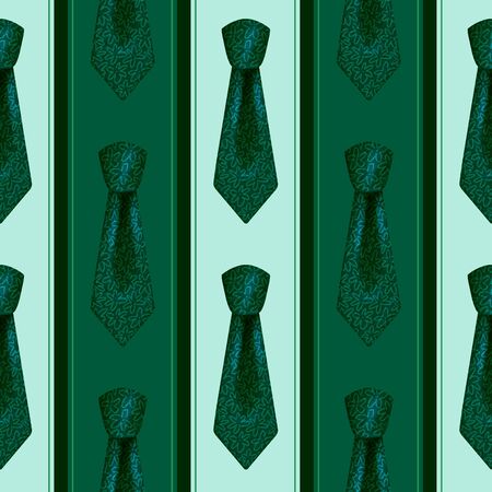 Realistic green neckties with knots color seamless patternの写真素材