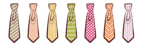 Bright knotted ties hand drawn illustrations setのイラスト素材