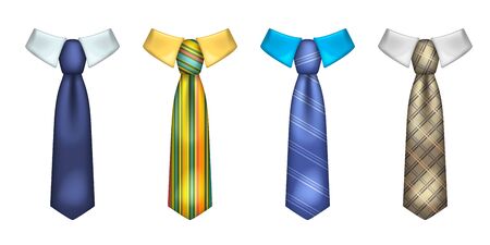 Colorful striped male neckties realistic illustrations setのイラスト素材