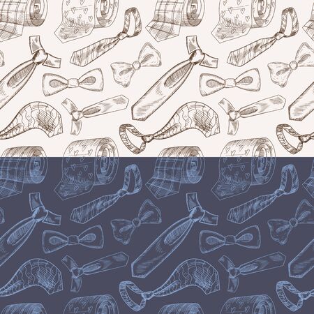 Various male neckwear color collage seamless patternのイラスト素材