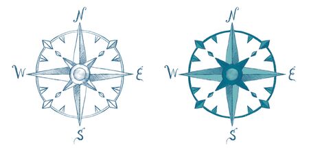 Windrose symbols, stylized icons hand drawn illustrationsの写真素材
