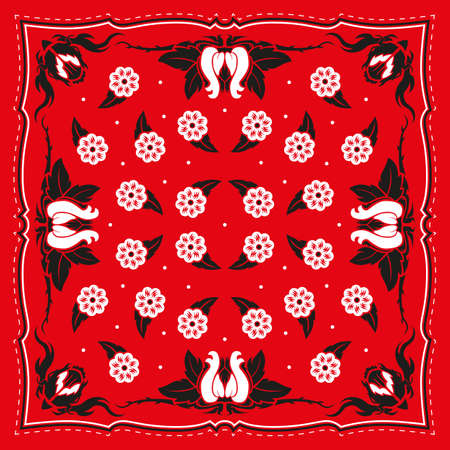 Seamless pattern based on square ornament paisley Bandana Print for boys and girls. motive for print on fabric or papperのイラスト素材