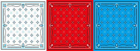 Set of Seamless pattern based on square ornament Bandana Print for boys and girls. motive for print on fabric or papperのイラスト素材