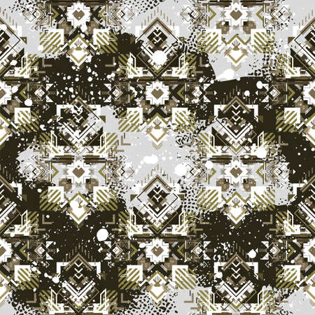 Tribal Boho ornament for boys and girls. Ethnic African pattern with chevrons and triangles. Aztec Modern Geometric rugのイラスト素材