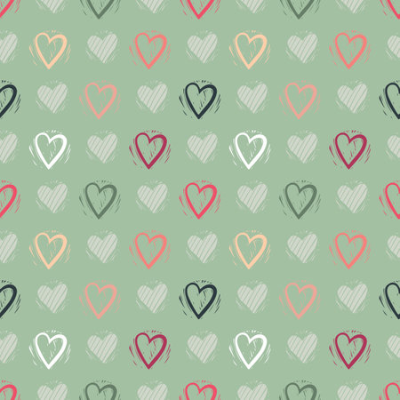 Abstract seamless pattern of hearts. Valentines Day theme. Repeating textile wallpaper for boys and girls.の写真素材
