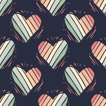 Abstract seamless pattern of hearts. Valentines Day theme. Repeating textile wallpaper for boys and girls.の写真素材