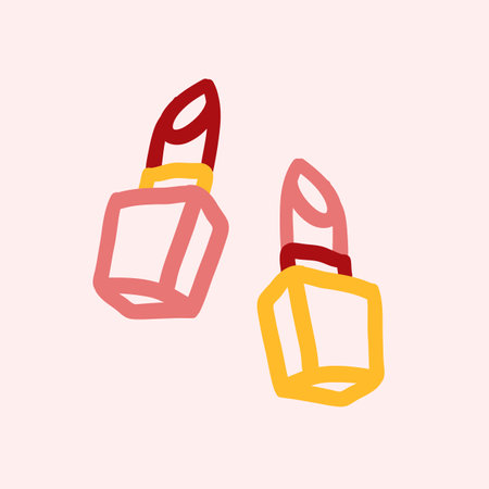 Vector hand drawn Lipstick outline doodle icon. Lipstick sketch illustration for print, web, mobile and infographics isolated on pink background.のイラスト素材