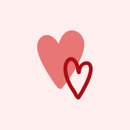Valentines Day theme doodle Vector icon of heart shape isolated on a pink. Hand drawn line illustrationのイラスト素材