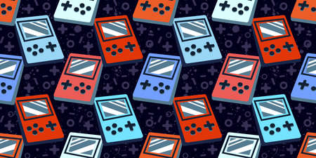 Seamless bright pattern with joysticks. Video game controller gaming cool print for boys and girls....