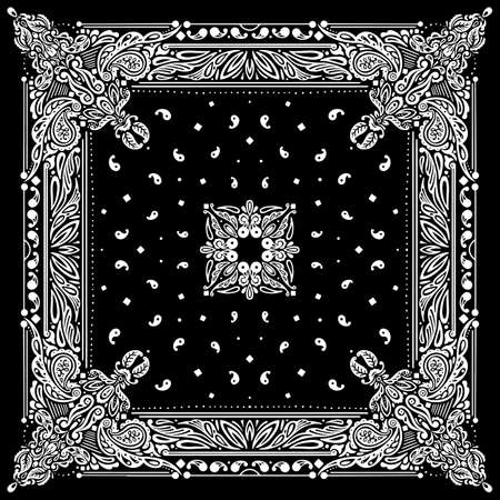 Vector pattern based on square ornament paisley Bandana Print for boys and girls. Best motive for print on fabric or papper.のイラスト素材