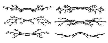 Ornate text divider retro design floral element vintage vector illustration isolated on white, for decoration, invitations, posters, card, fabric.のイラスト素材