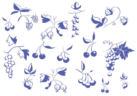 	Set of contour berriesのイラスト素材