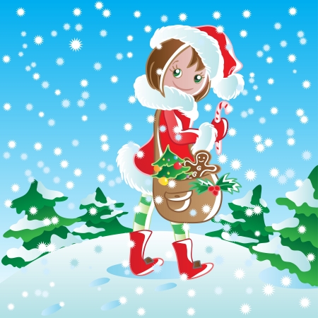 	Santa girlのイラスト素材